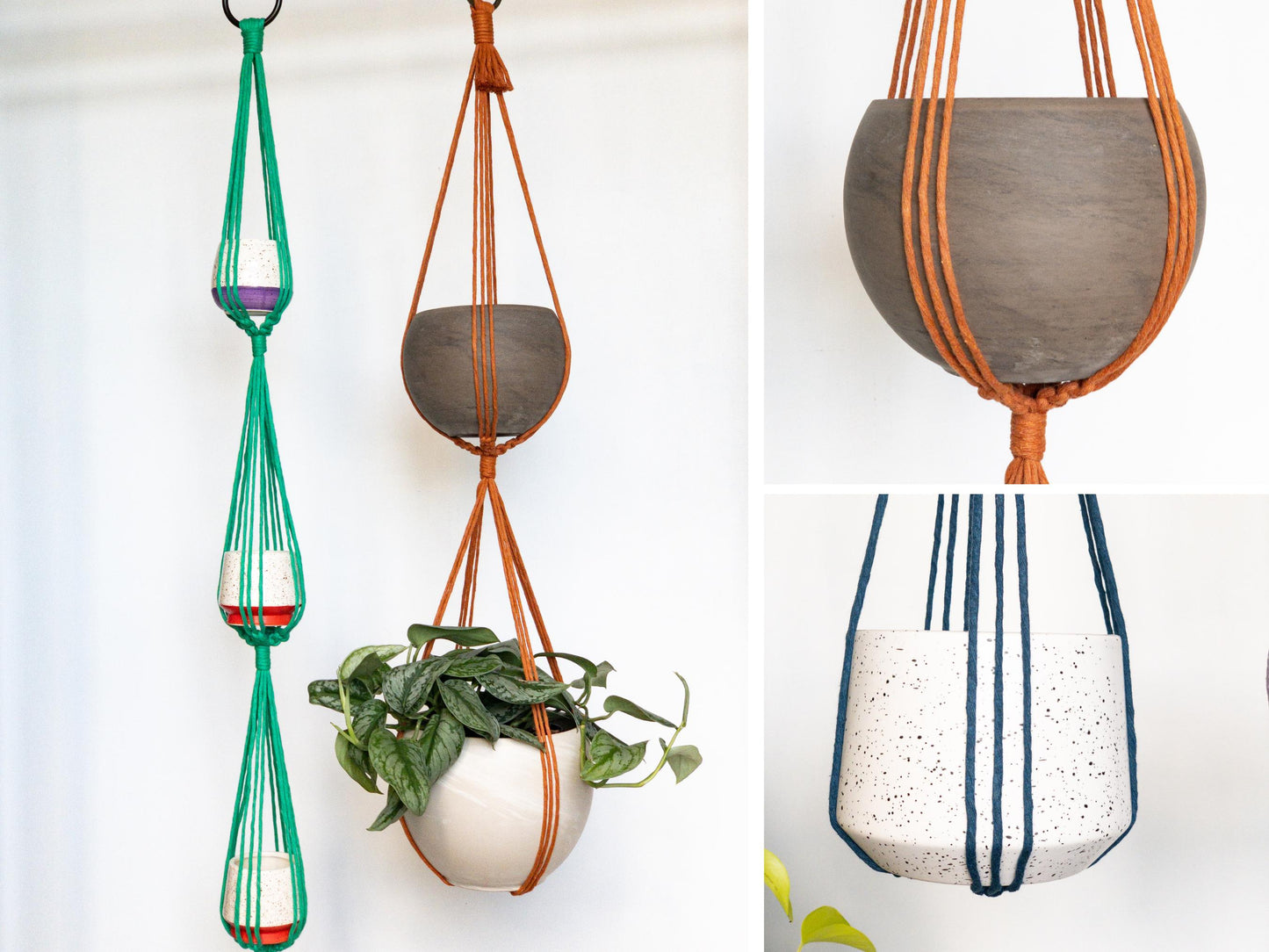 Details of the two tier and 3 tier plant hanger. They do not have a tassel.