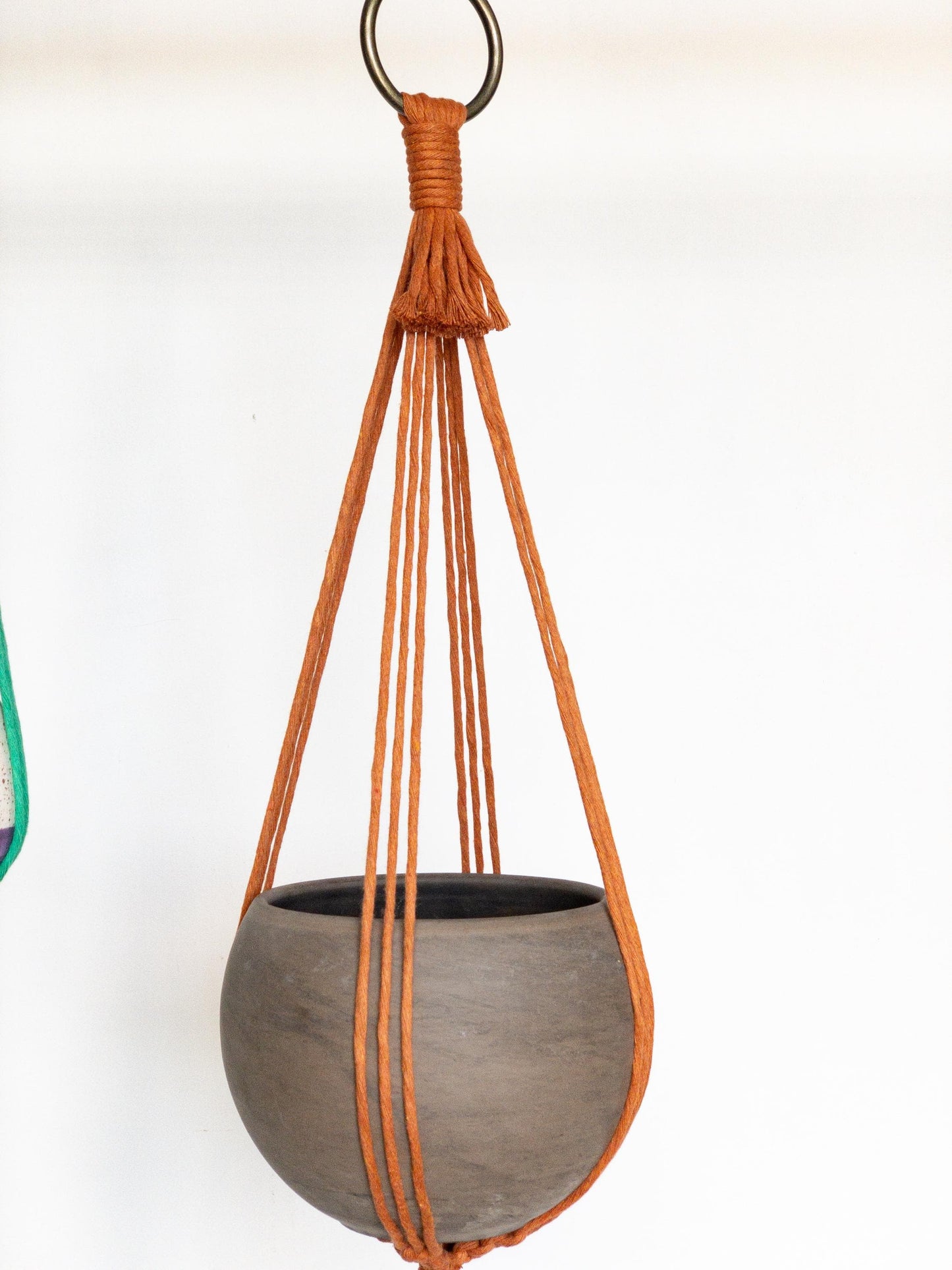 Top level of the two tier plant hanger in copper
