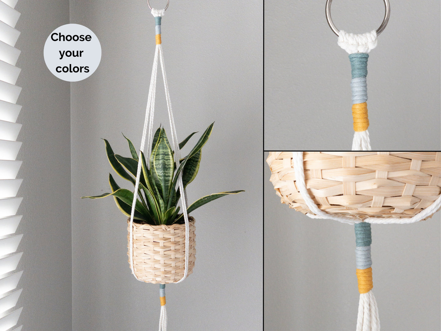 Modern Plant Hanger, Macrame Plant Hanger, Simple Plant Hanger, Colored Plant Hanger, Hanging Plant Holder, Indoor Plant Hanger