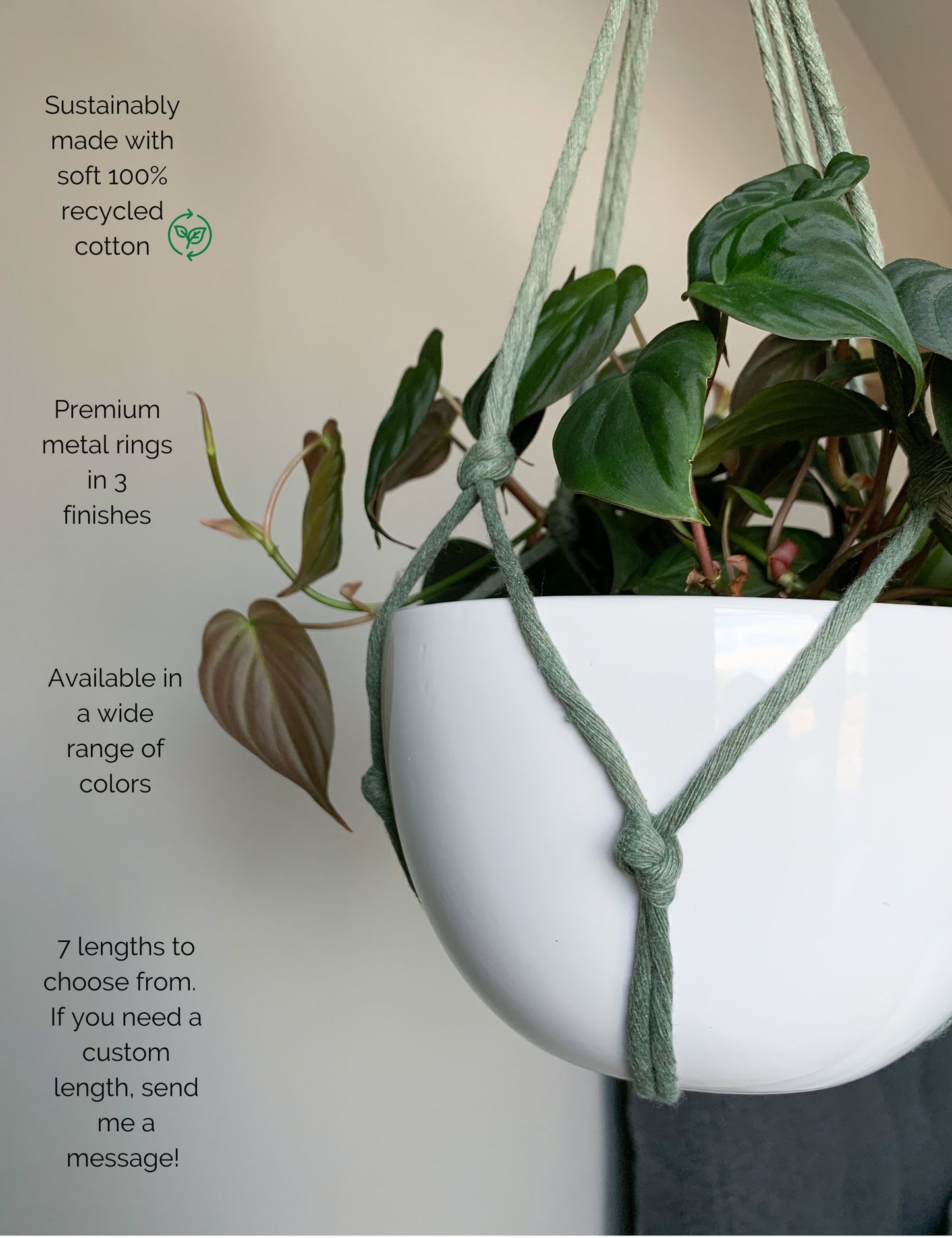 Simple No Tassel Macrame Plant Hanger, No Tail Plant Hanger, Plant Hanger Without Tail, No Tassle Hanging Planter, Minimalist Plant Hanger