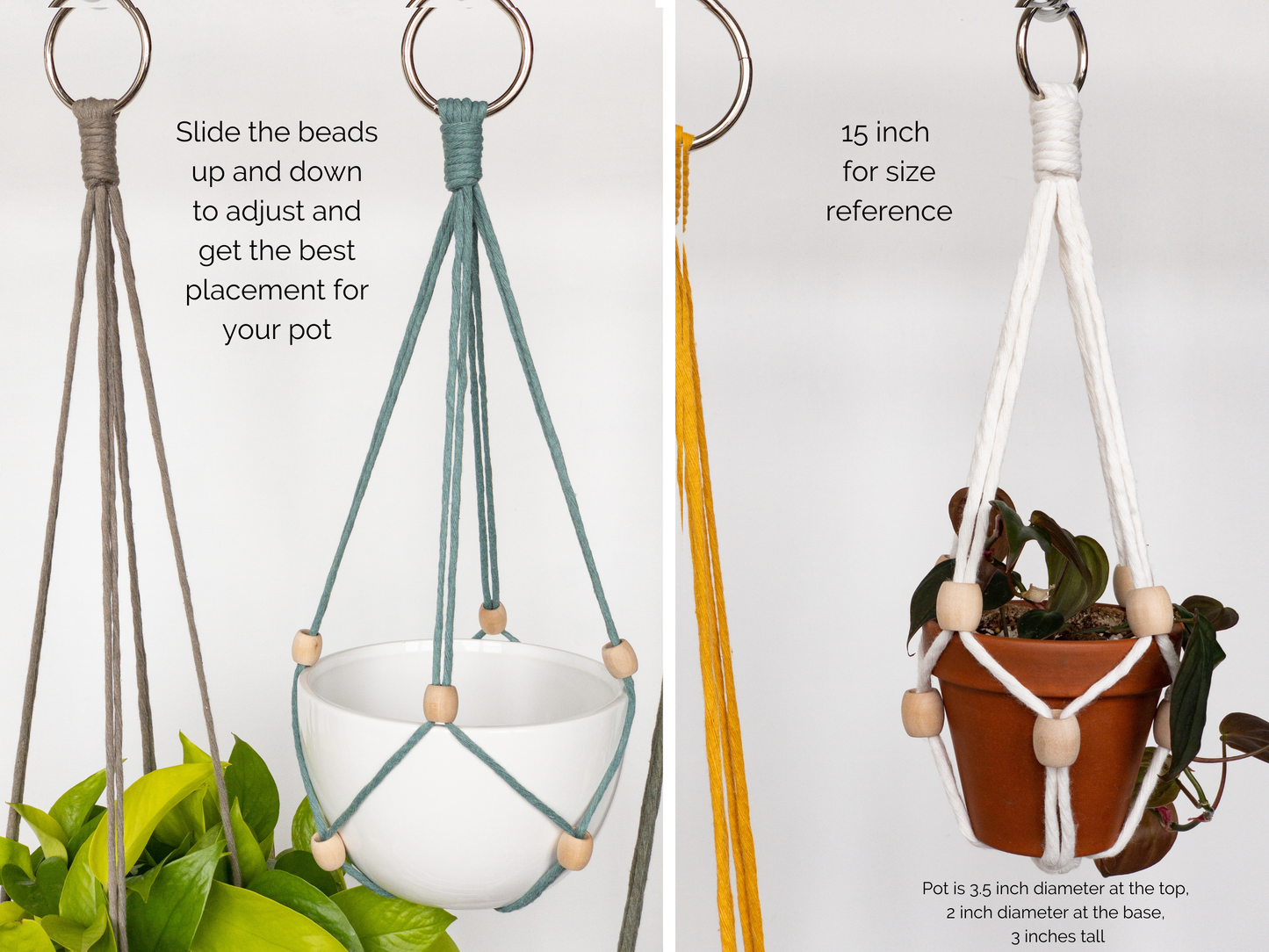Minimalistic Plant Hangers with adjustable beads