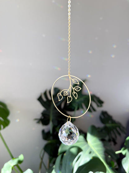 Botanical Suncatcher, Rainbow Maker, Crystal Prism Sun Catcher, Light Catcher, Hanging Crystal Suncatcher, Sympathy Gift