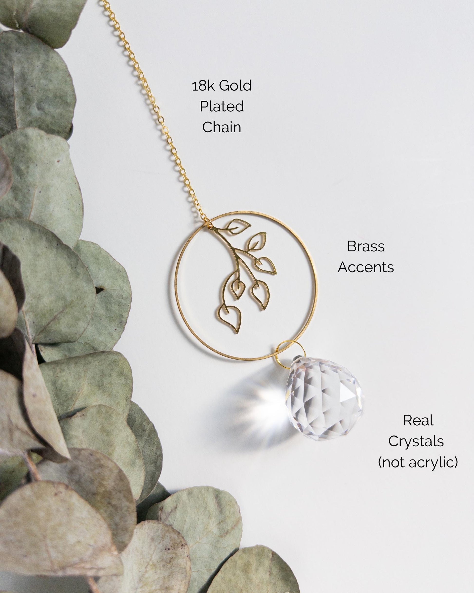 Botanical Suncatcher, Rainbow Maker, Crystal Prism Sun Catcher, Light Catcher, Hanging Crystal Suncatcher, Sympathy Gift