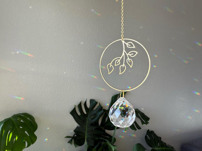 Botanical Suncatcher, Rainbow Maker, Crystal Prism Sun Catcher, Light Catcher, Hanging Crystal Suncatcher, Sympathy Gift