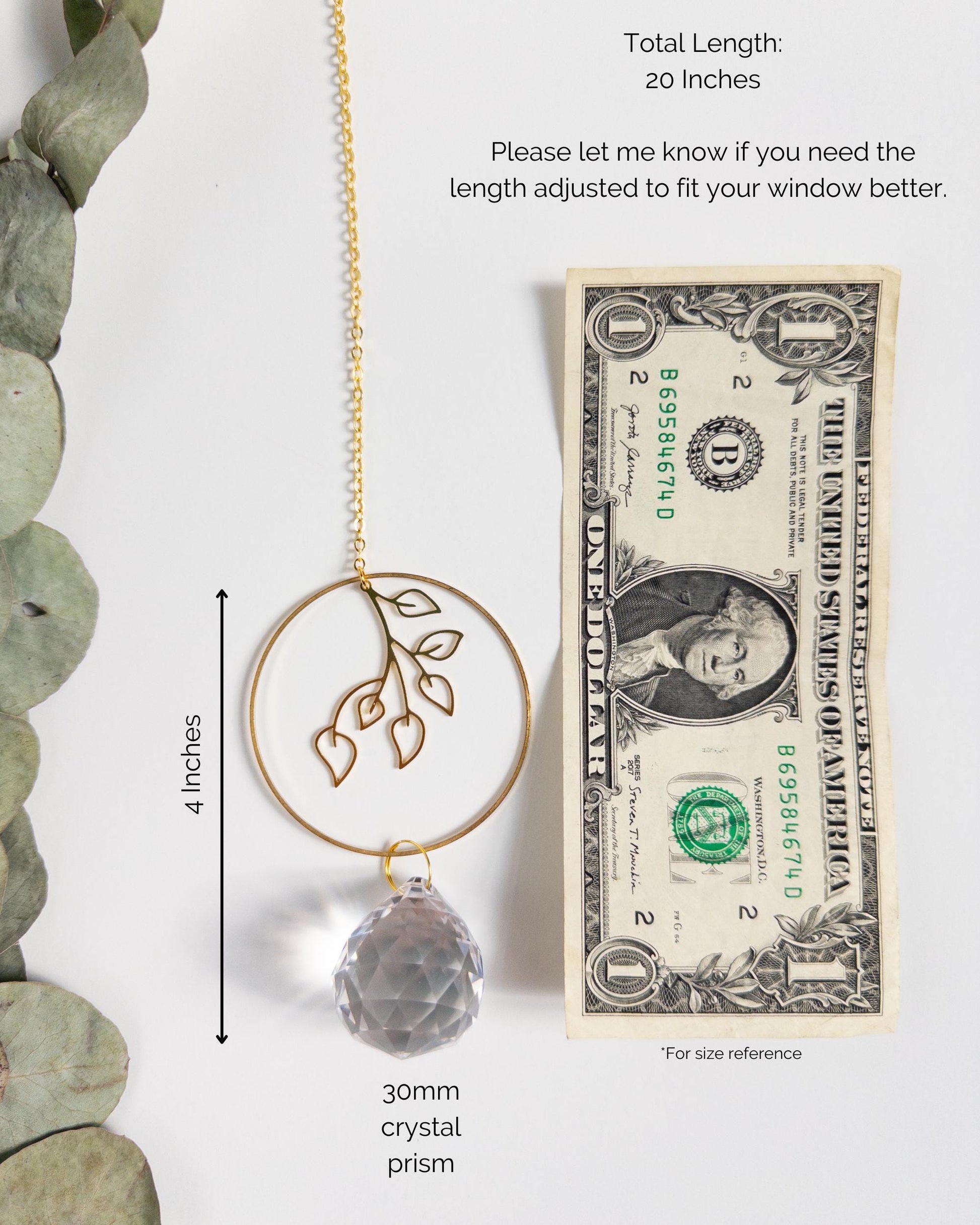 Botanical Suncatcher, Rainbow Maker, Crystal Prism Sun Catcher, Light Catcher, Hanging Crystal Suncatcher, Sympathy Gift