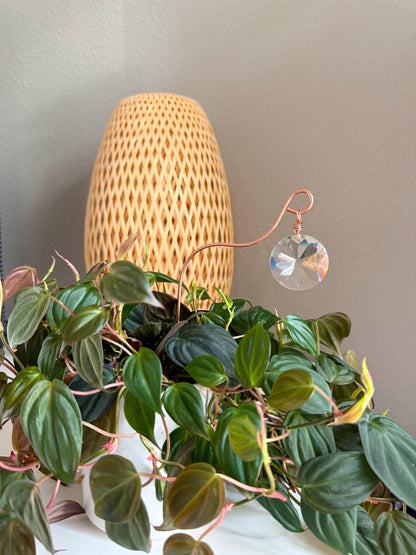 Plant Stake Suncatcher #8 with crystal prism and copper - Plant lover gift, crystal sun catcher, garden stake, plant marker, memorial gift