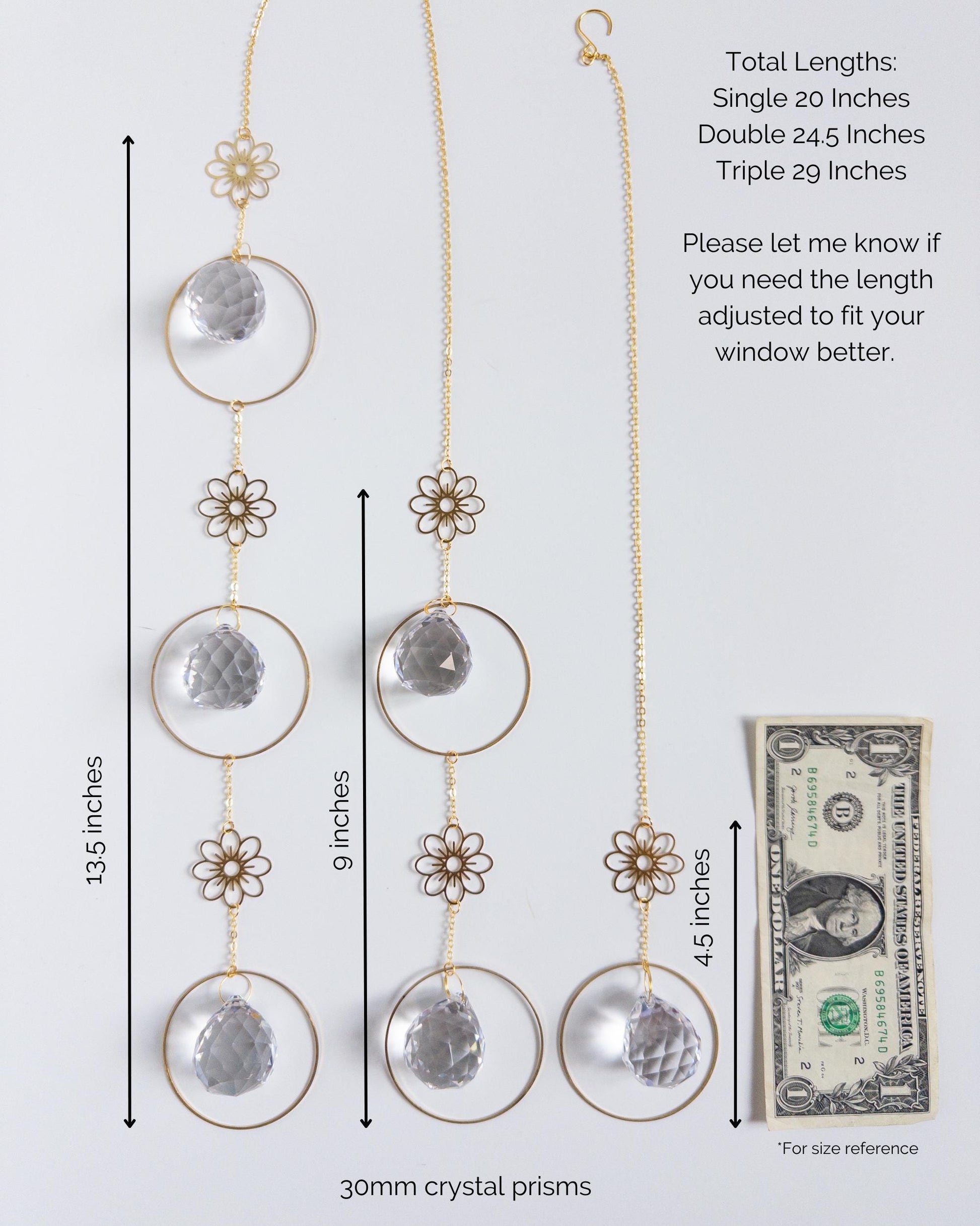 Floral Suncatcher, Rainbow Maker, Tiered Crystal Prism Suncatcher, Crystal Prism Sun Catcher, Light Catcher, Hanging Crystal, Sympathy Gift