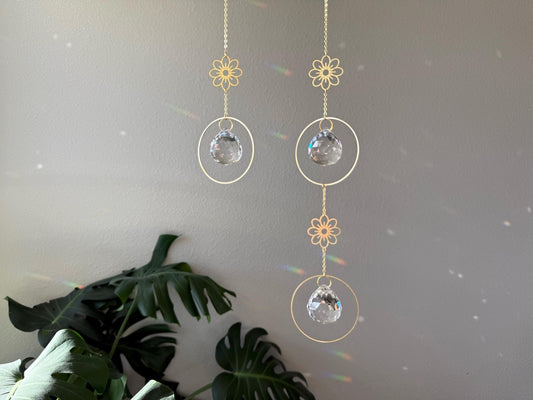 Floral Suncatcher, Rainbow Maker, Tiered Crystal Prism Suncatcher, Crystal Prism Sun Catcher, Light Catcher, Hanging Crystal, Sympathy Gift