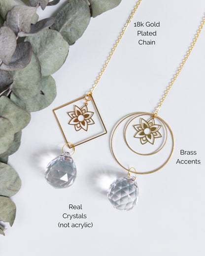 Geometric Flower Suncatcher, Rainbow Maker, Crystal Prism Sun Catcher, Light Catcher, Hanging Crystal Suncatcher, Sympathy Gift