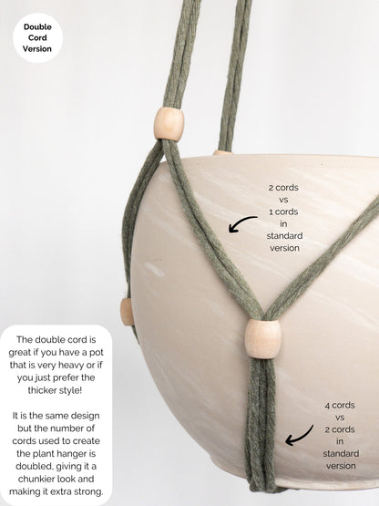 Modern macrame plant hanger with adjustable beads