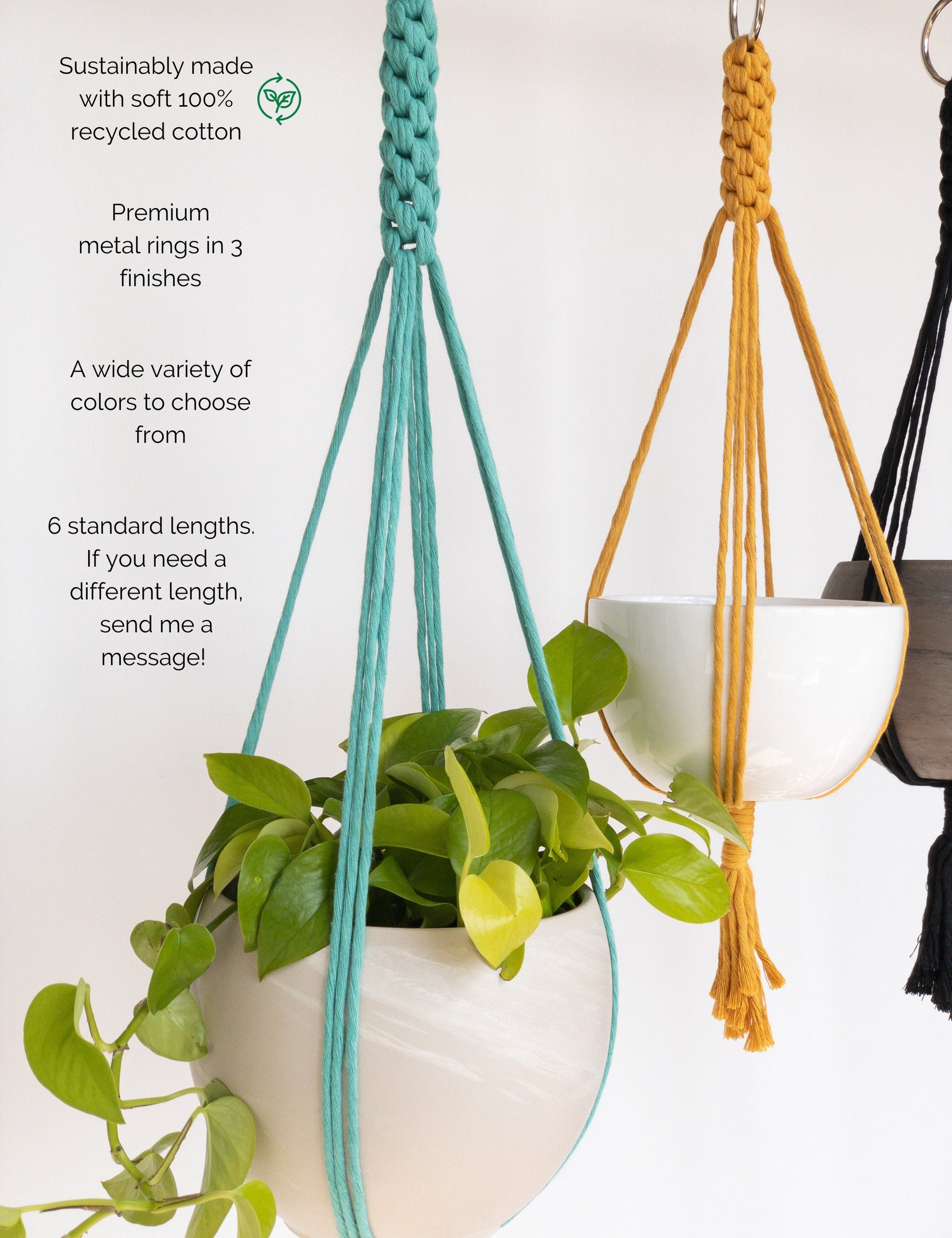 macrame plant hanger with metal rings Macrame Plant Hanger – Charmed By Knots