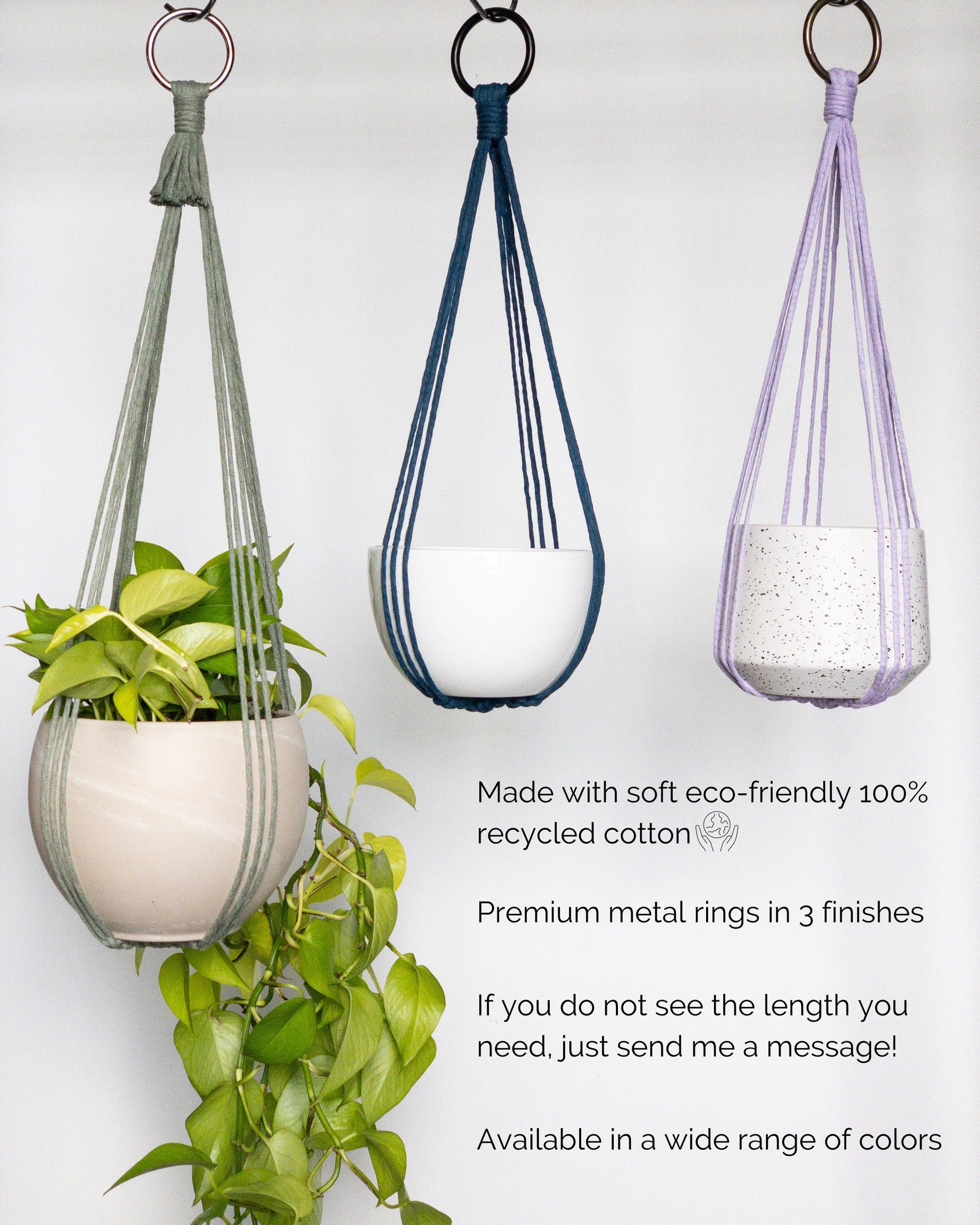 No Tassel Macrame Plant Hanger, No Tail Hanging Planter, Hanging Plant Holder, Indoor Plant Hanger, Pet friendly plant hanger, Hanging Pot