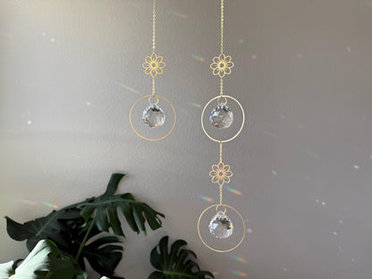 Floral Suncatcher, Rainbow Maker, Tiered Crystal Prism Suncatcher, Crystal Prism Sun Catcher, Light Catcher, Hanging Crystal, Sympathy Gift