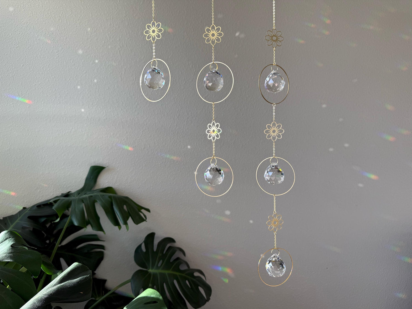 Floral Suncatcher, Rainbow Maker, Tiered Crystal Prism Suncatcher, Crystal Prism Sun Catcher, Light Catcher, Hanging Crystal, Sympathy Gift