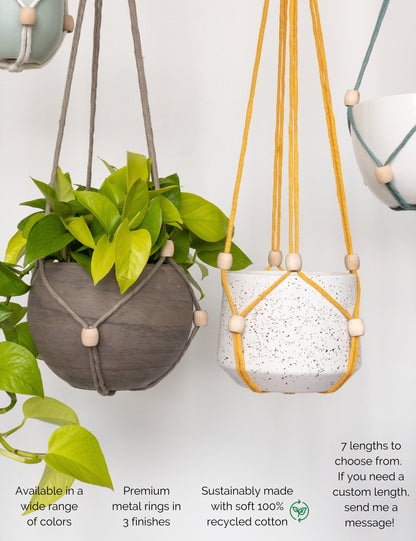 no ring macrame plant hanger Adjustable No Tassel Plant Hanger – Charmed By Knots