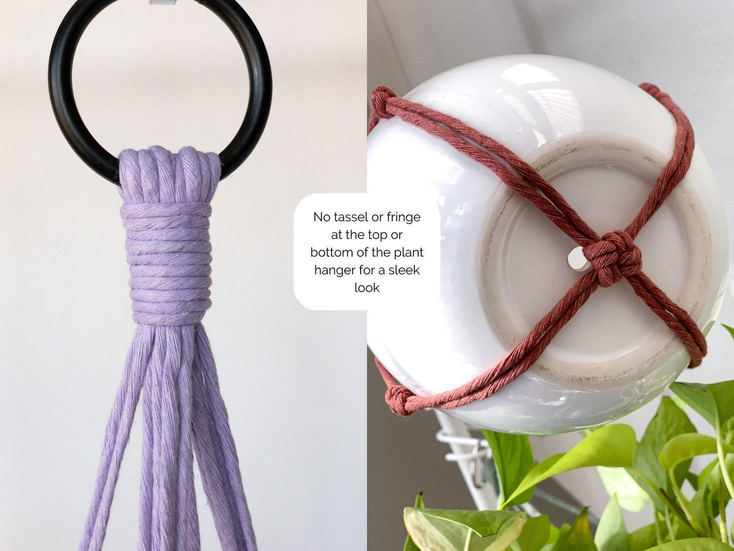 Simple No Tassel Macrame Plant Hanger, No Tail Plant Hanger, Plant Hanger Without Tail, No Tassle Hanging Planter, Minimalist Plant Hanger