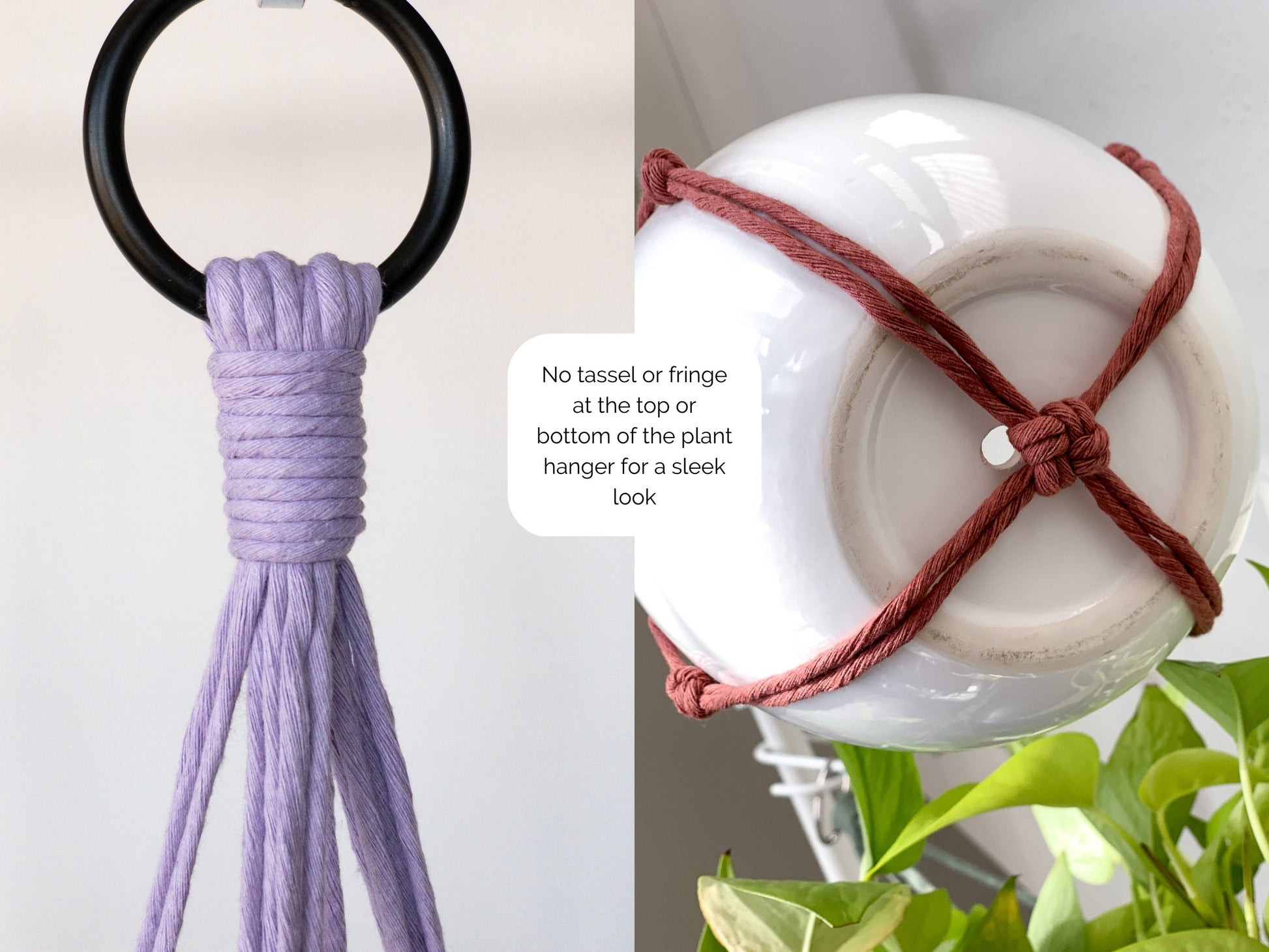 Simple No Tassel Macrame Plant Hanger, No Tail Plant Hanger, Plant Hanger Without Tail, No Tassle Hanging Planter, Minimalist Plant Hanger