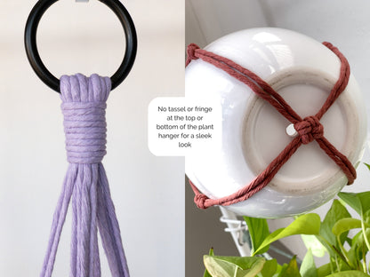 Simple No Tassel Macrame Plant Hanger, No Tail Plant Hanger, Plant Hanger Without Tail, No Tassle Hanging Planter, Minimalist Plant Hanger