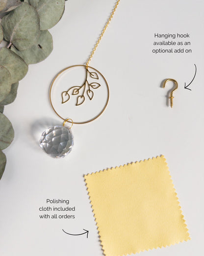 Botanical Suncatcher, Rainbow Maker, Crystal Prism Sun Catcher, Light Catcher, Hanging Crystal Suncatcher, Sympathy Gift