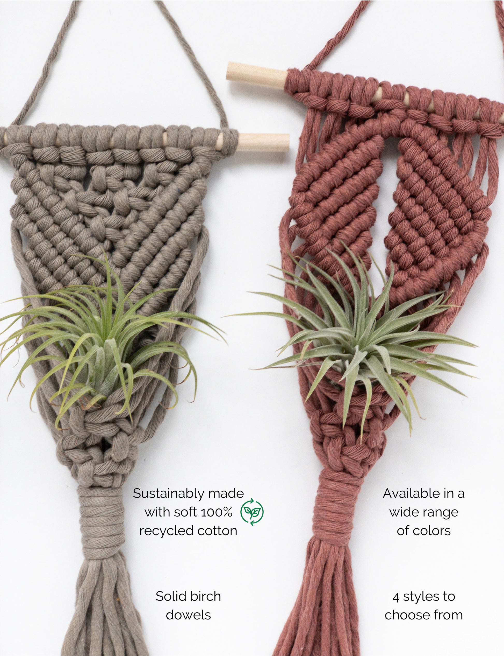 wall planter air plant Macrame Wall Planter for Small Air Plants and Succulents – Charmed By Knots