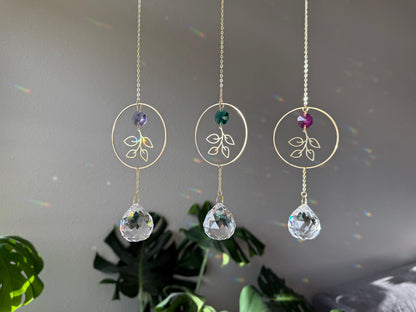 Botanical Suncatcher, Rainbow Maker, Crystal Prism Sun Catcher, Light Catcher, Hanging Crystal Suncatcher, Sympathy Gift