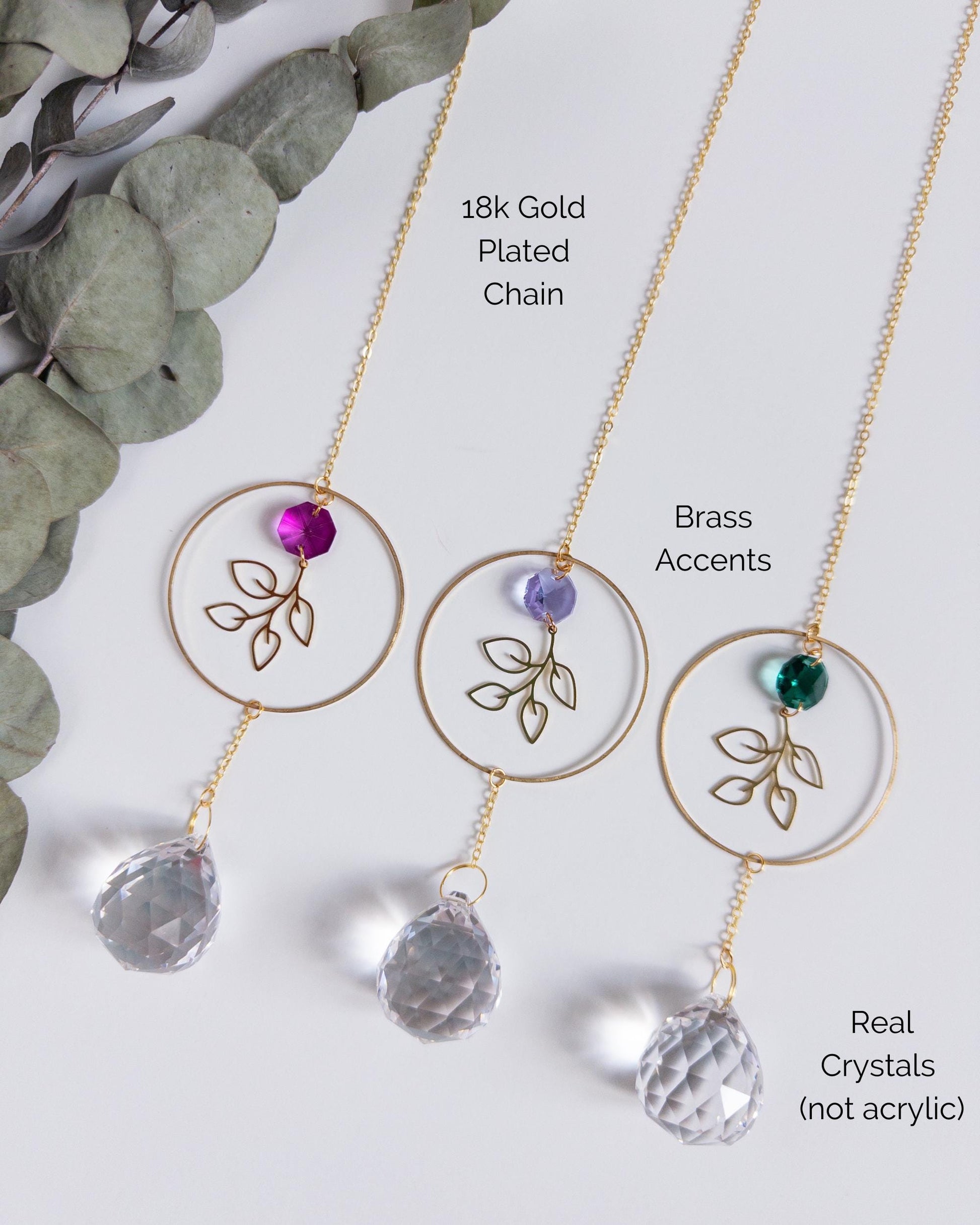 Botanical Suncatcher, Rainbow Maker, Crystal Prism Sun Catcher, Light Catcher, Hanging Crystal Suncatcher, Sympathy Gift