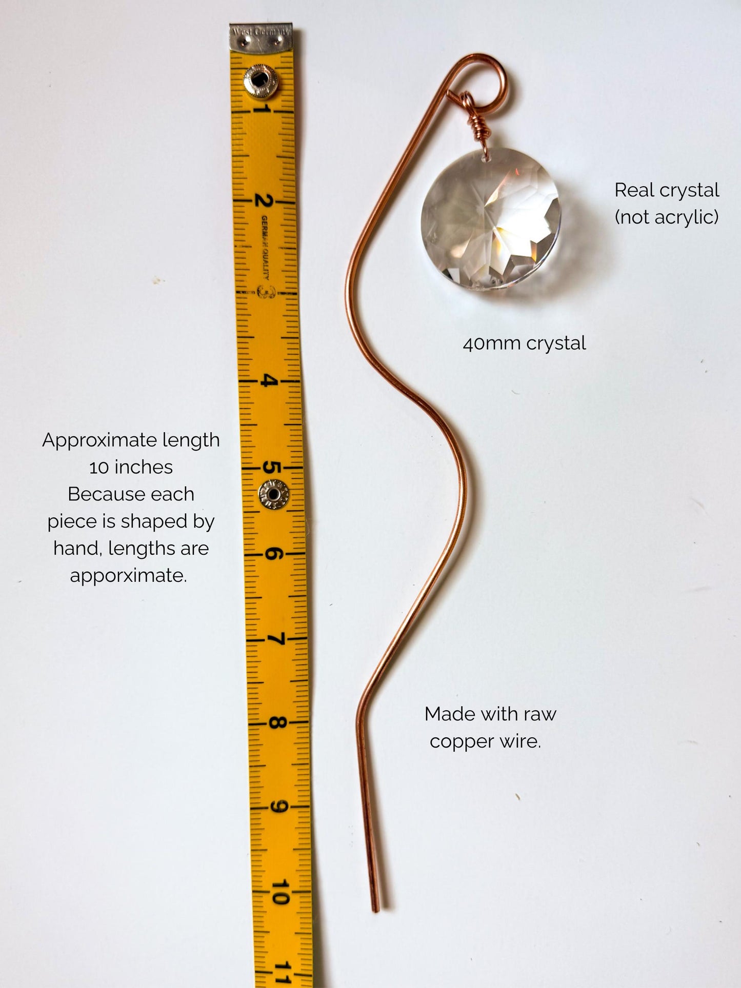 Plant Stake Suncatcher #1 with crystal prism and copper - Plant lover gift, crystal sun catcher, garden stake, plant marker, memorial gift