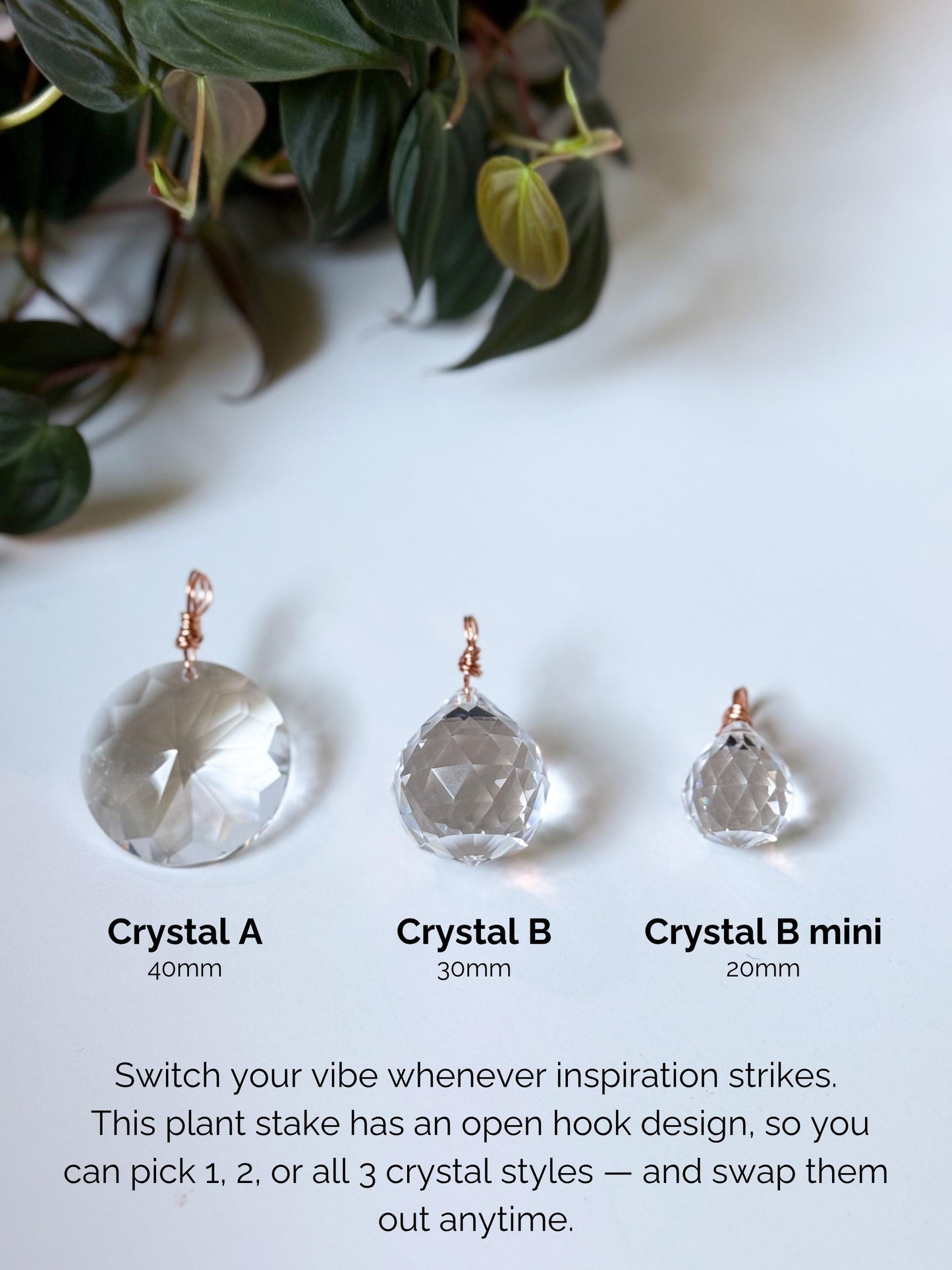 Plant Stake Suncatcher - interchangeable crystals and copper #3 - Plant lover gift, crystal sun catcher, garden stake, plant marker