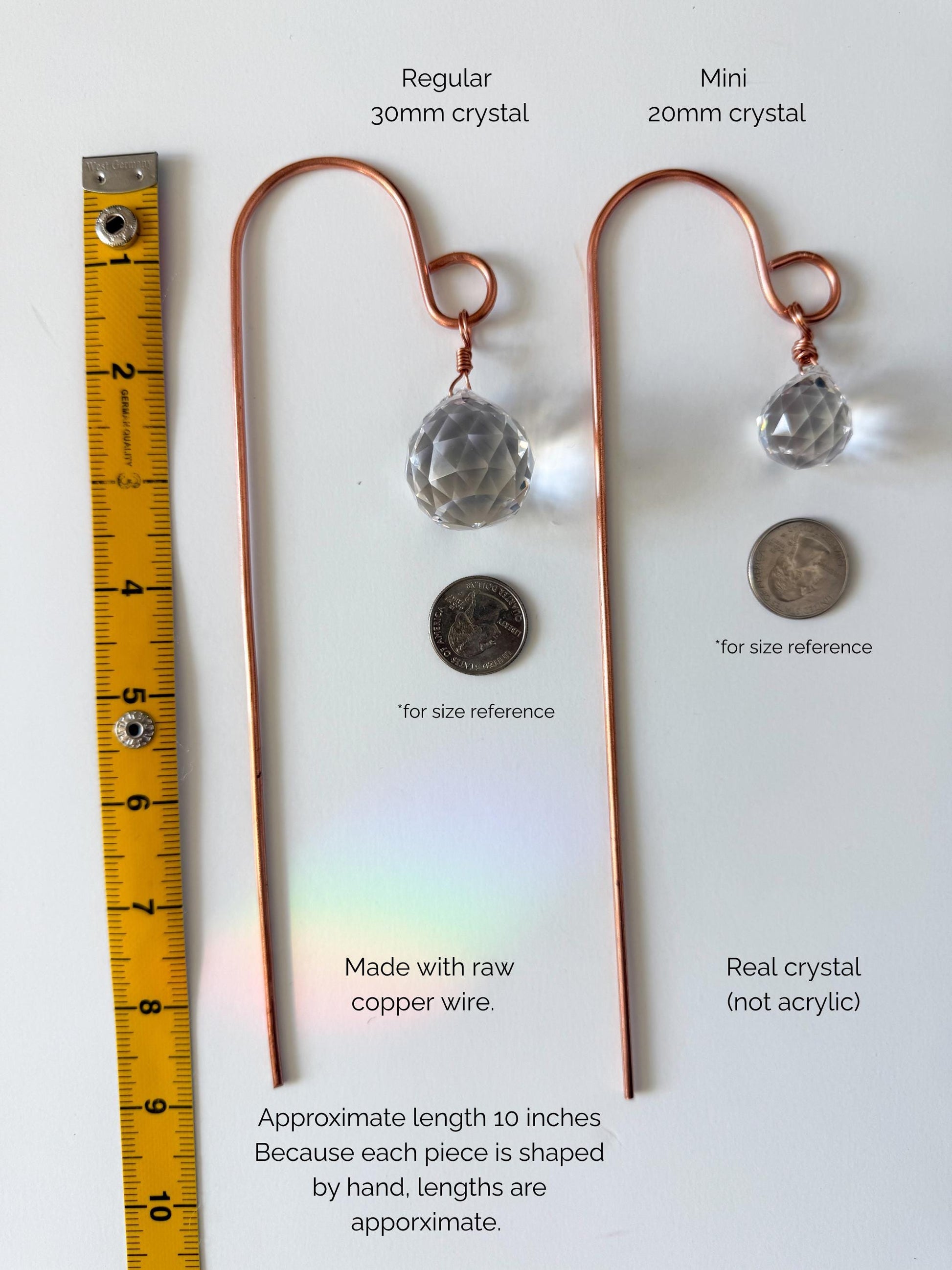 Plant Stake Suncatcher #5 with crystal prism and copper - Plant lover gift, crystal sun catcher, garden stake, plant marker, memorial gift