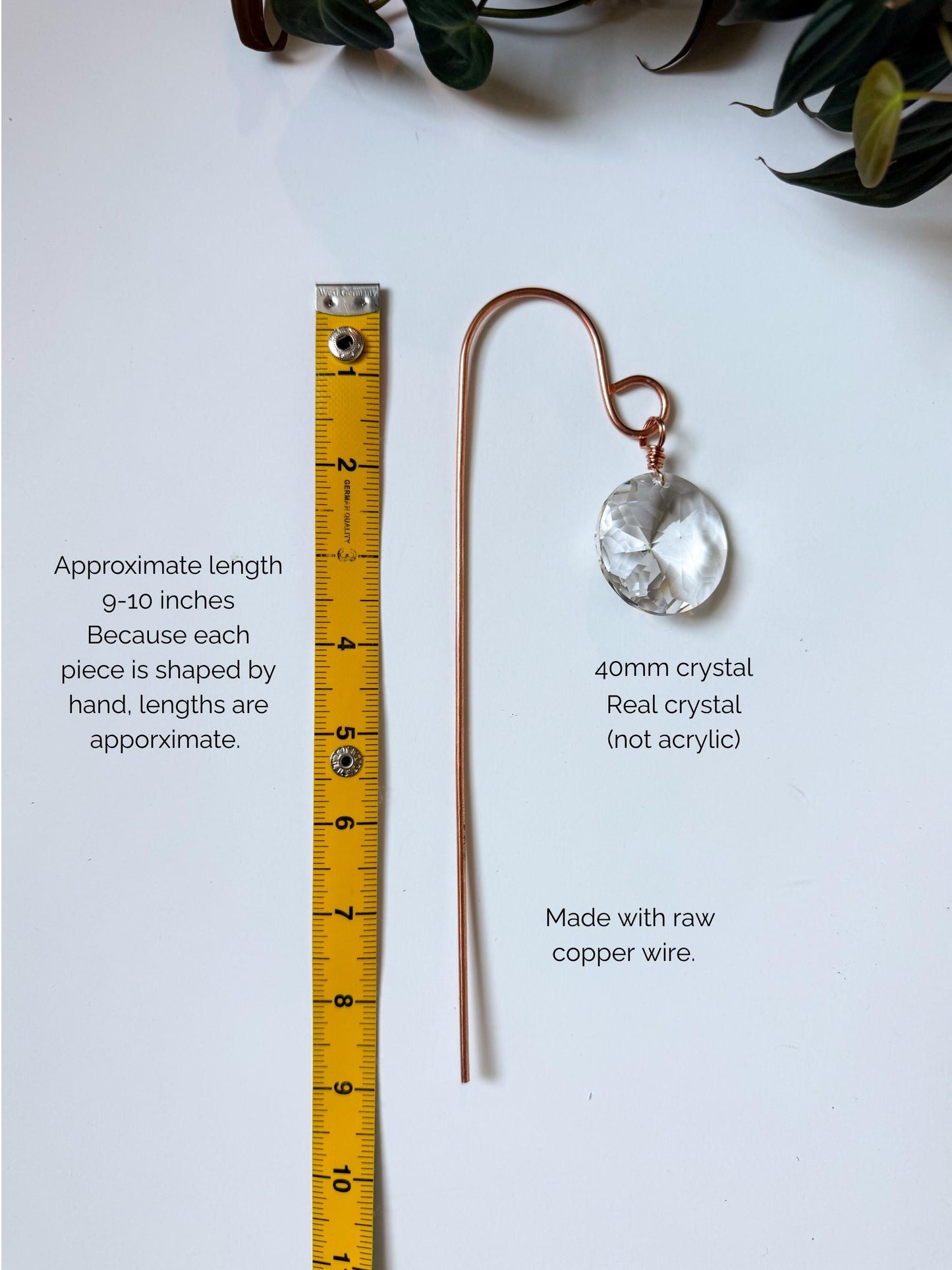 Plant Stake Suncatcher #6 with crystal prism and copper - Plant lover gift, crystal sun catcher, garden stake, plant marker, memorial gift