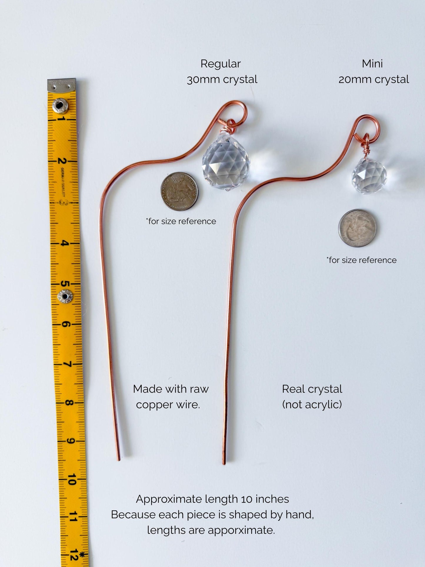 Plant Stake Suncatcher #7 with crystal prism and copper - Plant lover gift, crystal sun catcher, garden stake, plant marker, memorial gift
