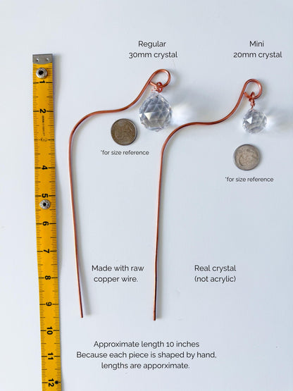 Plant Stake Suncatcher #7 with crystal prism and copper - Plant lover gift, crystal sun catcher, garden stake, plant marker, memorial gift