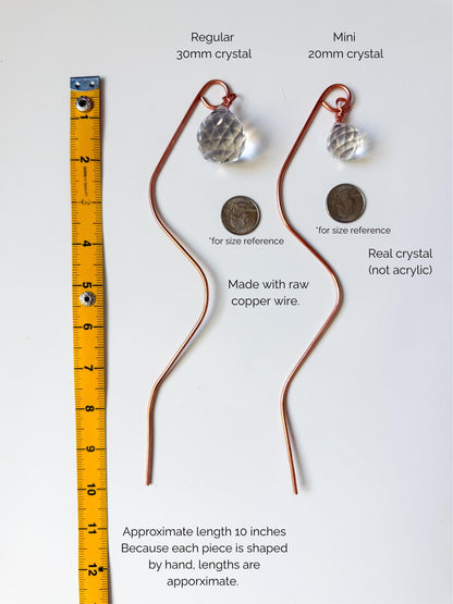 Plant Stake Suncatcher #2 with crystal prism and copper - Plant lover gift, crystal sun catcher, garden stake, plant marker, memorial gift