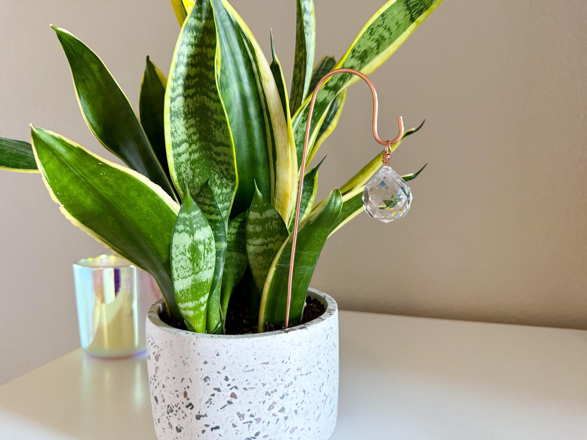 Plant Stake Suncatcher - interchangeable crystals and copper #4 - Plant lover gift, crystal sun catcher, garden stake, plant marker