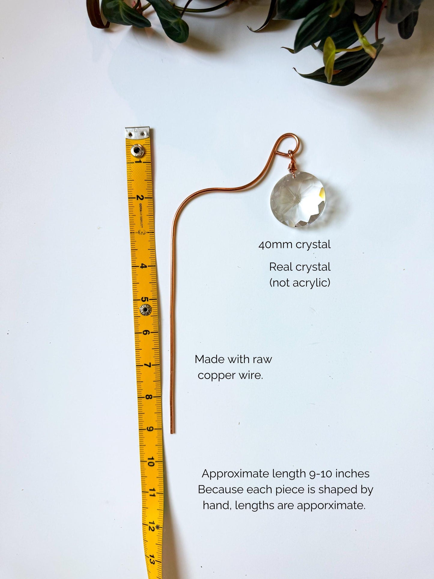 Plant Stake Suncatcher #8 with crystal prism and copper - Plant lover gift, crystal sun catcher, garden stake, plant marker, memorial gift