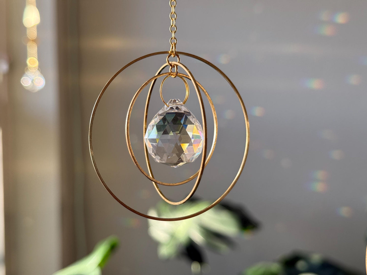 Suncatcher #5, Rainbow Maker, Dopamine Decor, Crystal Prism Sun Catcher, Light Catcher, Hanging Crystal Suncatcher, Sympathy Gift