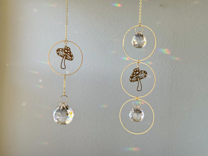 Mushroom Suncatcher - Rainbow Maker, Crystal Prism Sun Catcher, Light Catcher, Hanging Crystal Suncatcher, Sympathy Gift