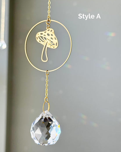 Mushroom Suncatcher - Rainbow Maker, Crystal Prism Sun Catcher, Light Catcher, Hanging Crystal Suncatcher, Sympathy Gift
