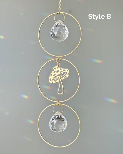 Mushroom Suncatcher - Rainbow Maker, Crystal Prism Sun Catcher, Light Catcher, Hanging Crystal Suncatcher, Sympathy Gift