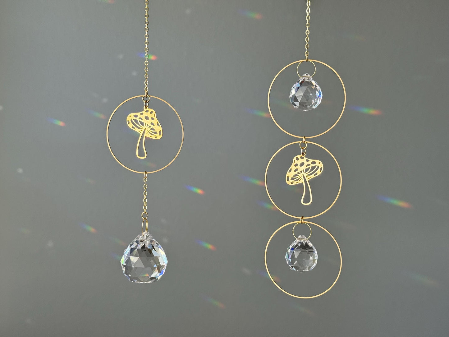 Mushroom Suncatcher - Rainbow Maker, Crystal Prism Sun Catcher, Light Catcher, Hanging Crystal Suncatcher, Sympathy Gift