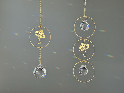 Mushroom Suncatcher - Rainbow Maker, Crystal Prism Sun Catcher, Light Catcher, Hanging Crystal Suncatcher, Sympathy Gift