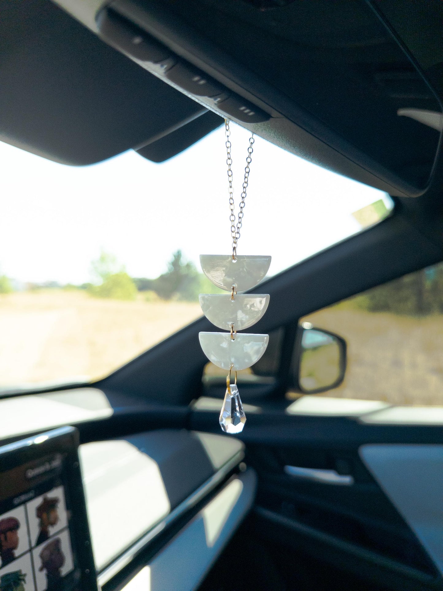 Rearview Mirror Suncatcher #1, Crystal Sun Catcher, Crystal Ornament, Crystal Prism Car Charm, Rearview Mirror Decoration, Car Mirror Charm