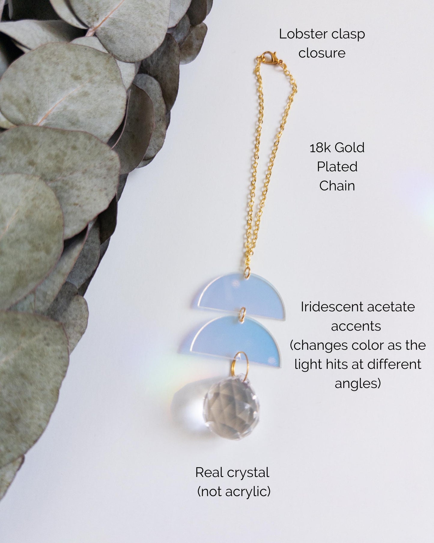 Iridescent Rearview Mirror Suncatcher, Crystal Sun Catcher, Crystal Prism Car Charm, Rearview Mirror Decoration, Car Mirror Charm