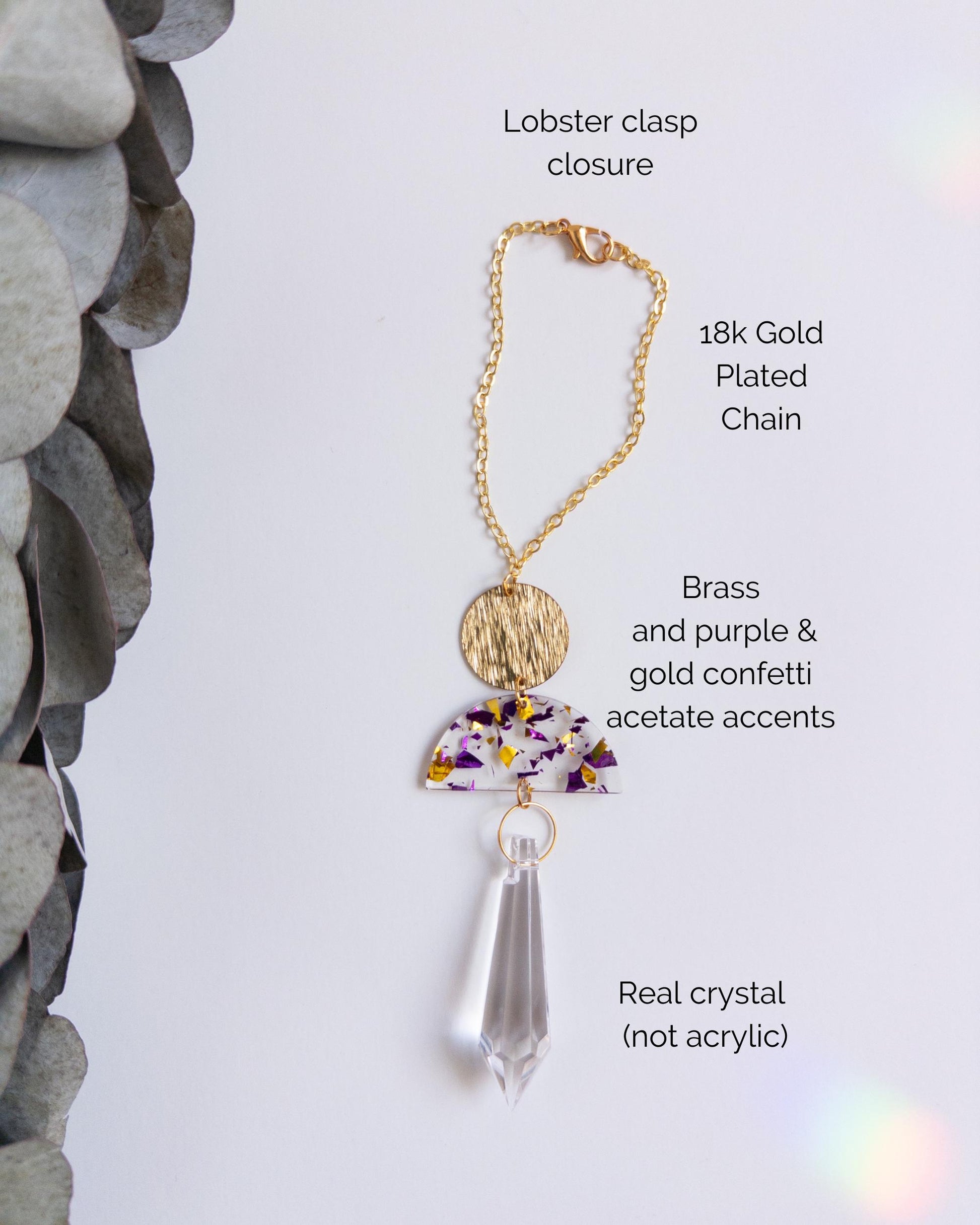 Rearview Mirror Suncatcher #2, Crystal Sun Catcher, Crystal Ornament, Crystal Prism Car Charm, Rearview Mirror Decoration, Car Mirror Charm
