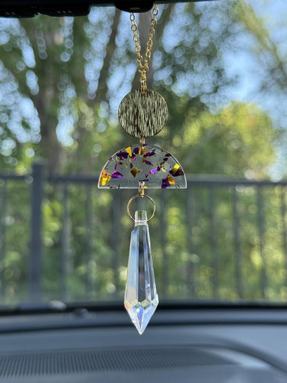 Rearview Mirror Suncatcher #2, Crystal Sun Catcher, Crystal Ornament, Crystal Prism Car Charm, Rearview Mirror Decoration, Car Mirror Charm