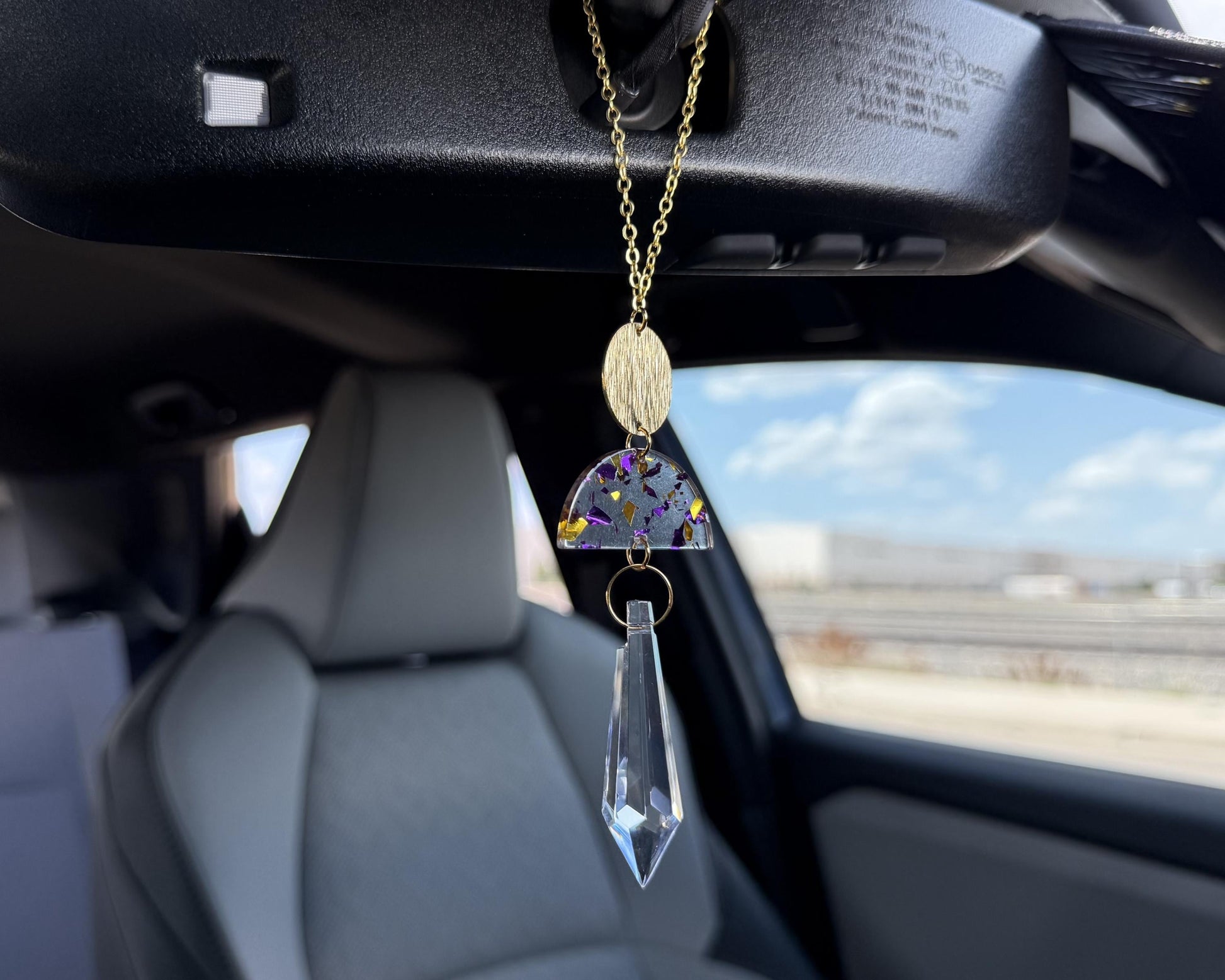 Rearview Mirror Suncatcher #2, Crystal Sun Catcher, Crystal Ornament, Crystal Prism Car Charm, Rearview Mirror Decoration, Car Mirror Charm