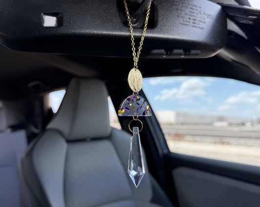 Rearview Mirror Suncatcher #2, Crystal Sun Catcher, Crystal Ornament, Crystal Prism Car Charm, Rearview Mirror Decoration, Car Mirror Charm