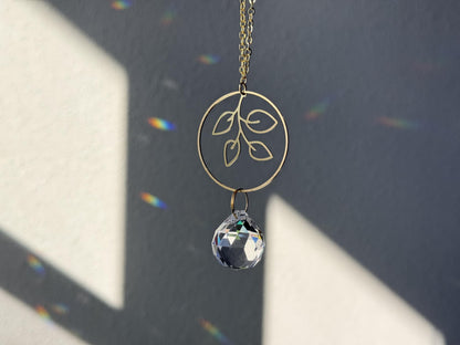 Botanical Rearview Mirror Suncatcher, Crystal Sun Catcher, Crystal Prism Car Charm, Rearview Mirror Decoration, Car Mirror Charm