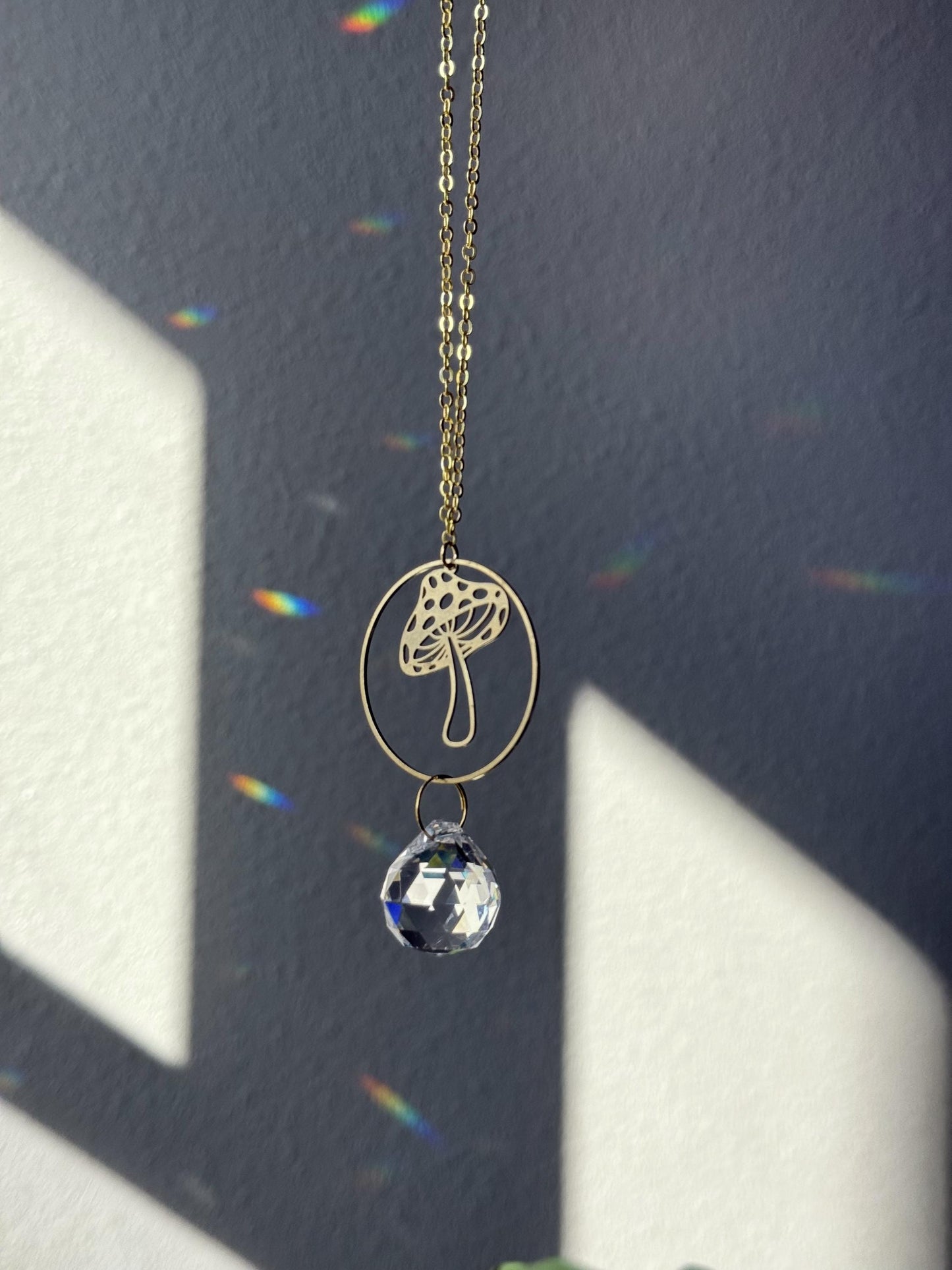 Mushroom Rearview Mirror Suncatcher, Crystal Sun Catcher, Crystal Prism Car Charm, Rearview Mirror Decoration, Car Mirror Charm