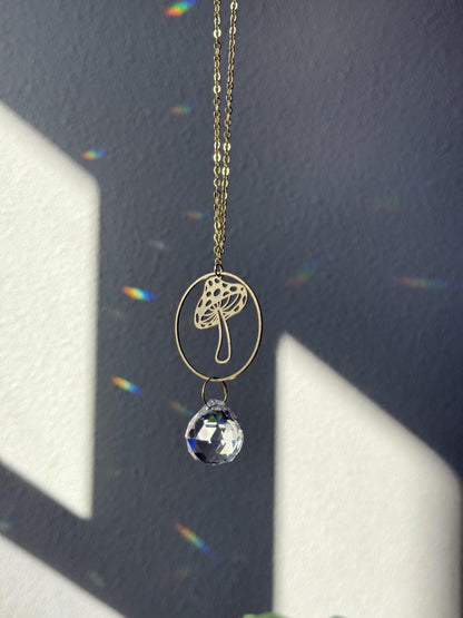 Mushroom Rearview Mirror Suncatcher, Crystal Sun Catcher, Crystal Prism Car Charm, Rearview Mirror Decoration, Car Mirror Charm